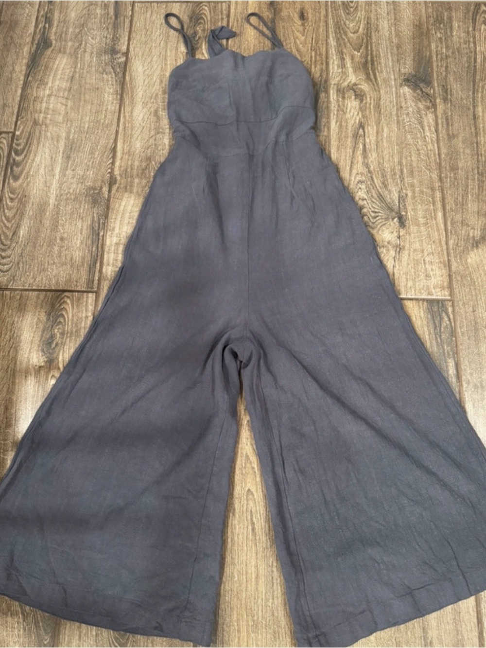 Women’s Wide-Leg Linen Blend Jumpsuit — Slate Gray